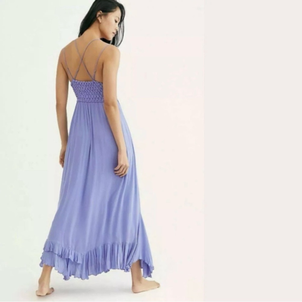 Free People Adella Crochet Lace Maxi Boho Purple Dress - Picture 2 of 7